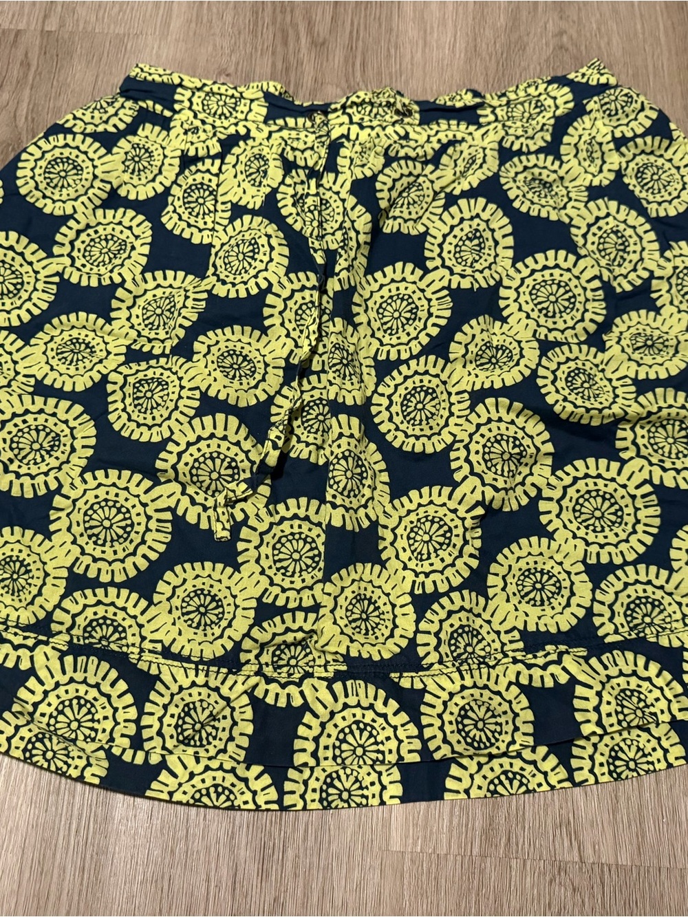 Merona Navy Skirt with Yellow Sunburst Print